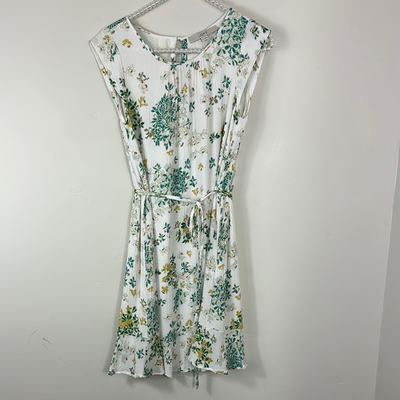 LOFT White & Green Floral Print Dress Small - Picture 1 of 7